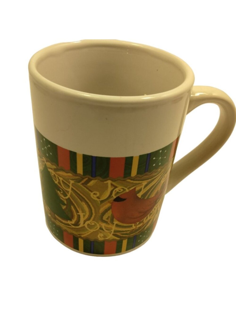 Royal Norfolk Christmas Coffee Cup Mug Joy Cardinal Abstract Design Holly Tree - Picture 3 of 9